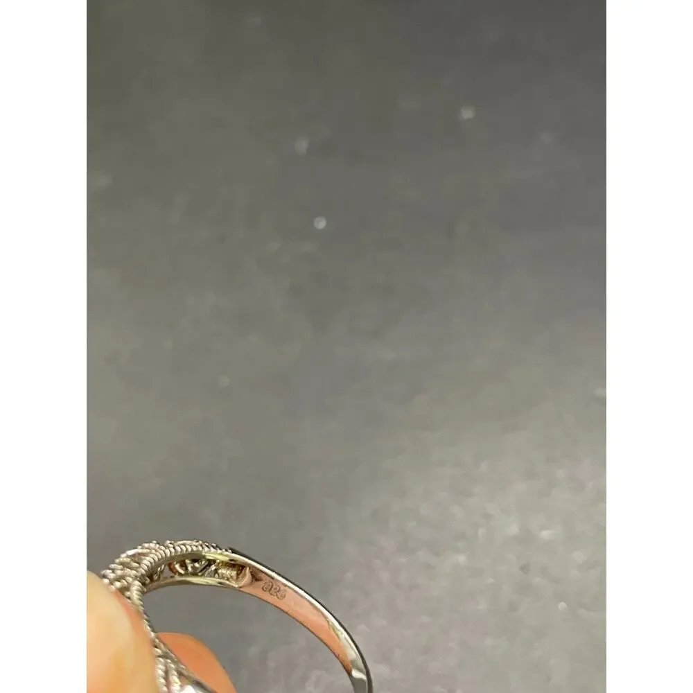 Vintage 925 Sterling Silver Filigree Eternity Band Ring Size 10.25 Marcasite